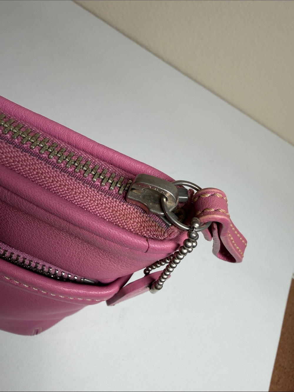 Coach Pink Leather Cosmetic Pouch - Picture 9 of 14